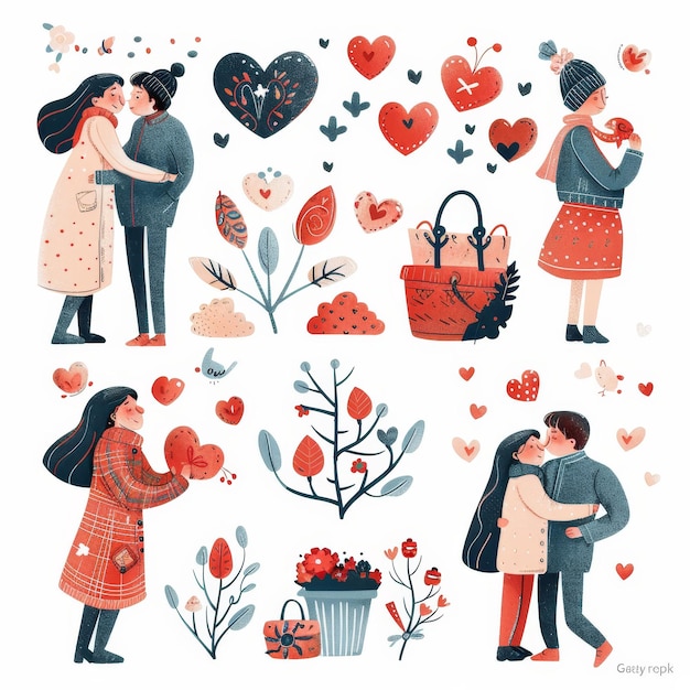 a collage of a couple kissing and kissing with a heart shaped basket