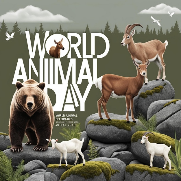 Photo collage design for world animal day