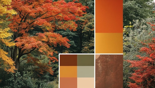 Photo a collage of different colors including the colors of autumn