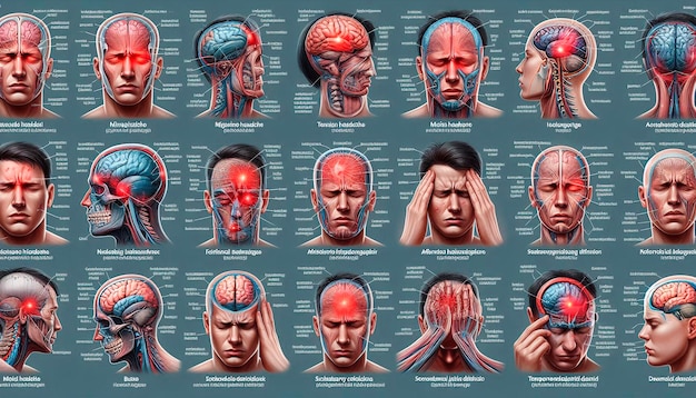 Photo a collage of different facial expressions including the brain and brain