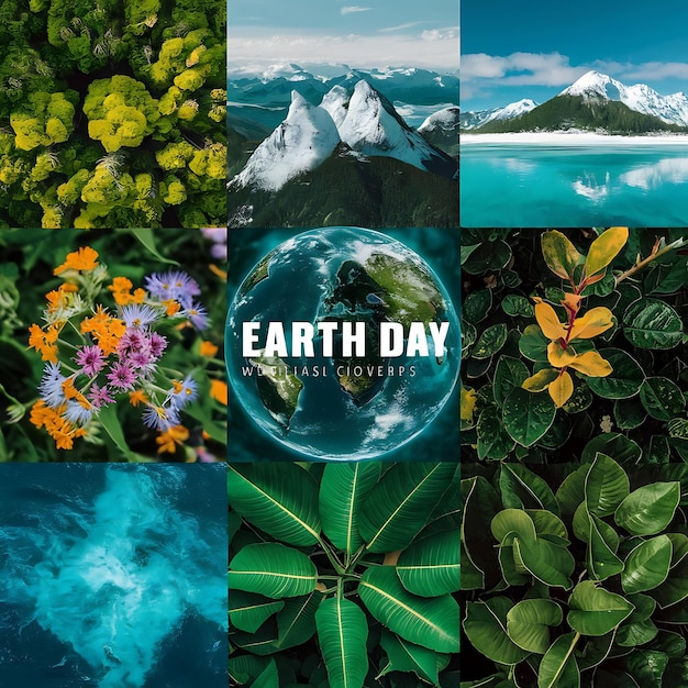 Photo a collage of different images including earth day