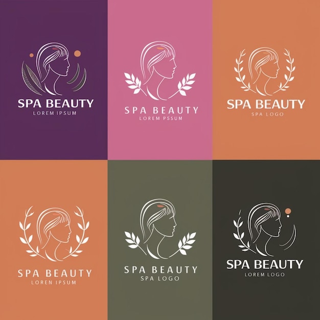 a collage of different logos of a woman with a hair salon