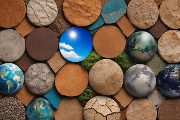 a collage of different natural earth textures mixed in beautiful abstract background