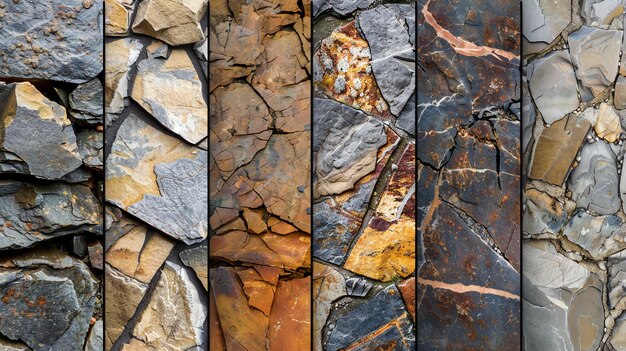 Photo a collage of different stone textures