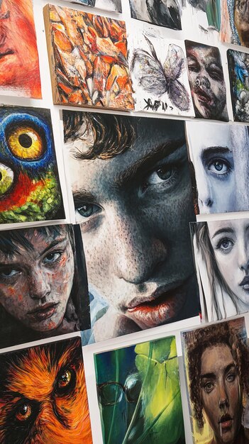 Photo collage of diverse student artworks displayed together