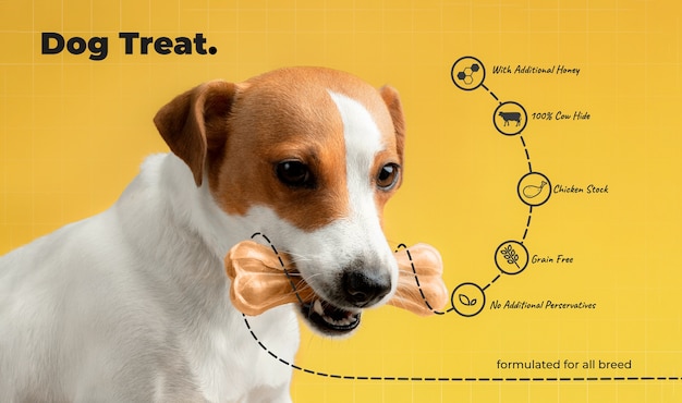 Photo collage of dog food with graphs