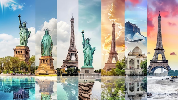 A collage of famous landmarks from around the world