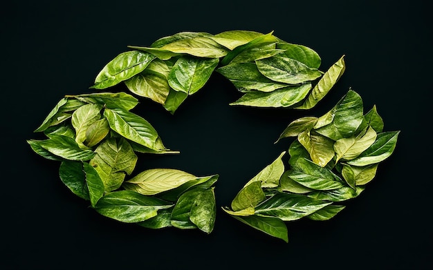 Collage of green recycling symbols with textured leaf patterns emphasizing ecofriendly and sustainab