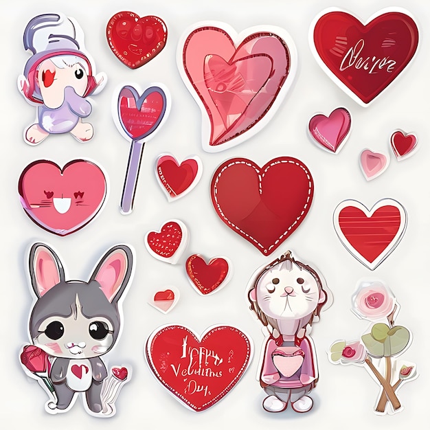 Photo a collage of hearts with a bunny and a heart that says  love