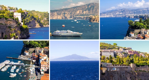 Collage of Italy Panoramic view of Sorrento on the summer day