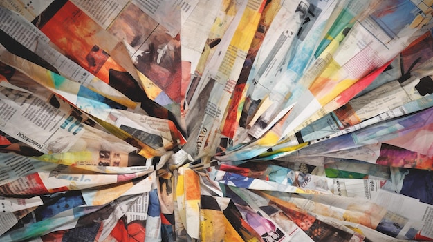 Collage made of magazines and colorful paper mood financial concept