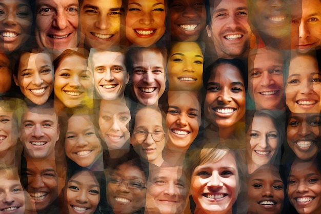 a collage of people from different backgrounds including one of them smiling.