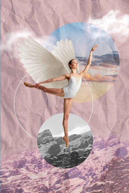 Collage of person with wings