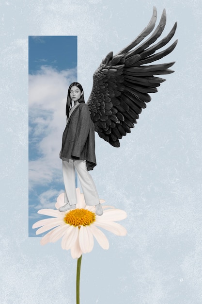 Collage of person with wings