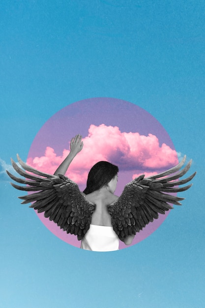 Collage of person with wings