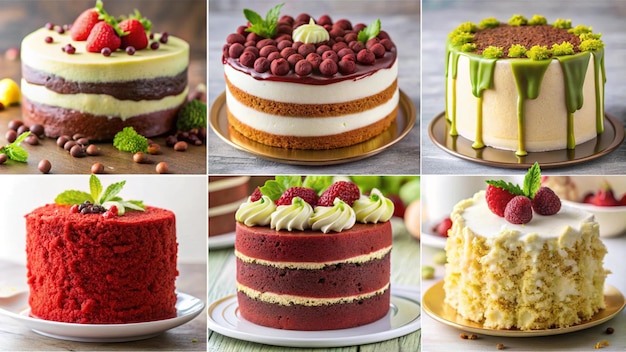 a collage of photos of different cakes with strawberries and strawberries