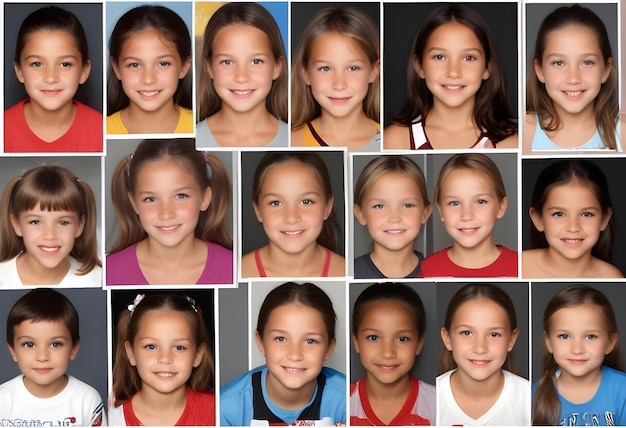 a collage of photos of a girl with a red shirt that says the girl is smiling