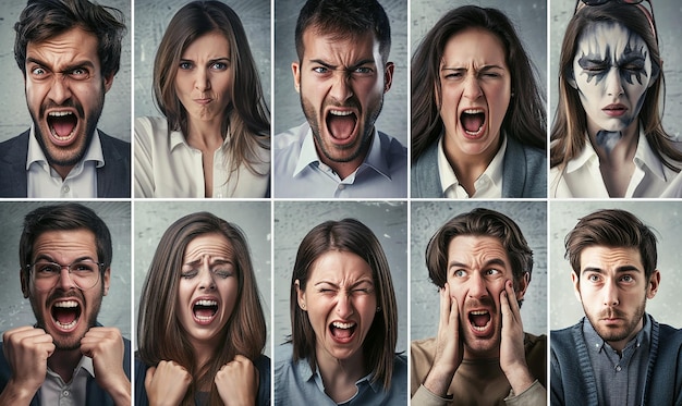 a collage of photos of people with different expressions