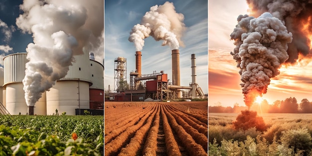 a collage of photos showing the power plant and the power plant