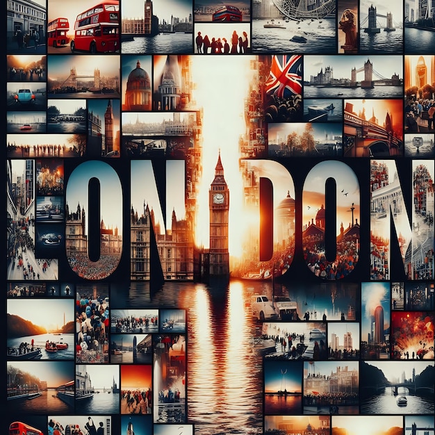 a collage of pictures including london and london