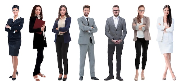 Collage of a variety of business people standing in a row