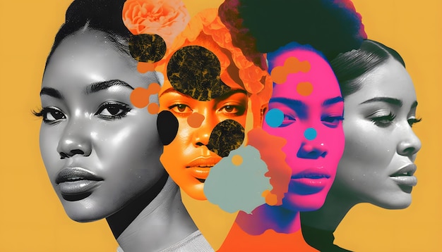 A collage of women with different colors and the words'black girl'on the bottom.