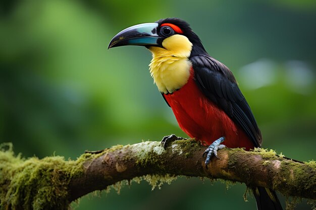 Collared aracari in natural forest environment Wildlife photography