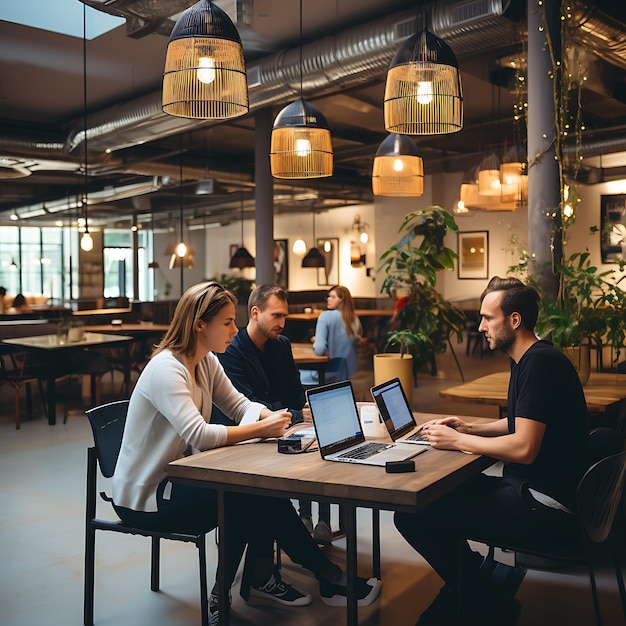 Colleagues Indoors Coworking in a Tech Company