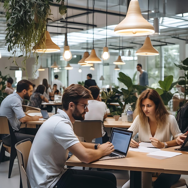 Colleagues Indoors Coworking in a Tech Company