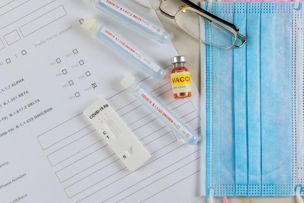 Collect sample from throats nasal to a tube containing tested positive testing for new mutation Omicron coronavirus covid-19