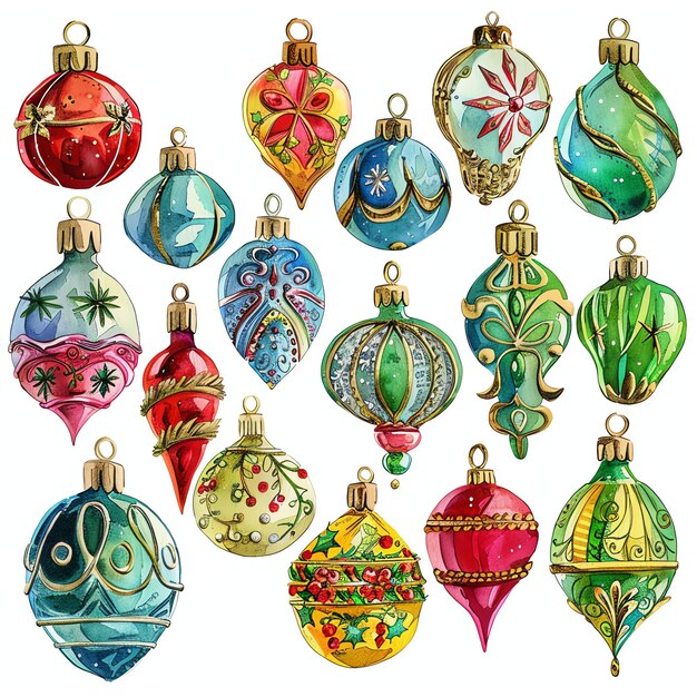 Photo collectible ornaments watercolor winter