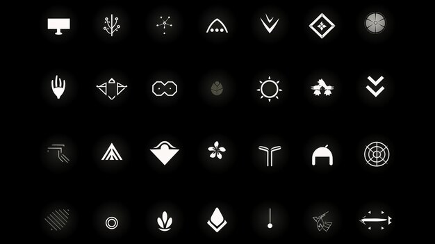 Photo collection of 30 black and white geometric and abstract icons