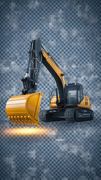 Collection of 3d Hydraulic Excavator with bucket isolate on trasparency background PNG