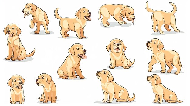 Photo collection of adorable yellow labrador retriever puppies in various poses