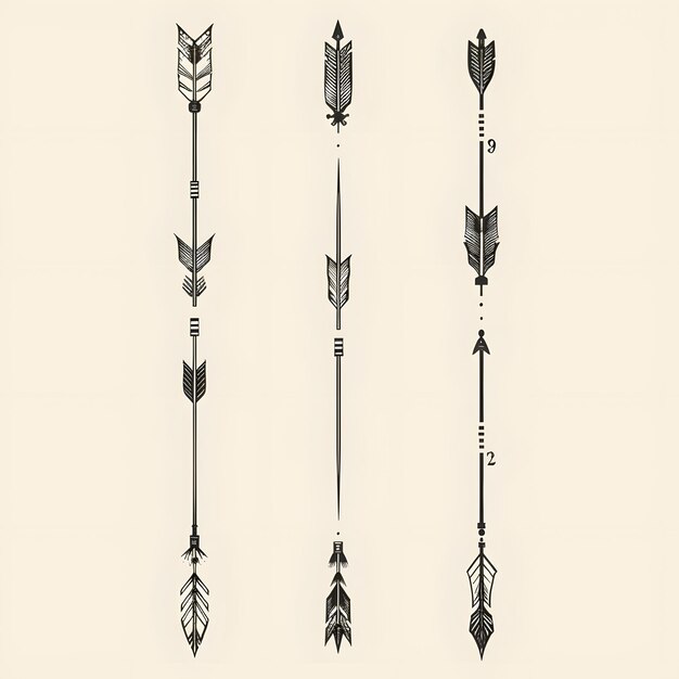 Photo a collection of aesthetic handdrawn arrows showcasing diverse designs with decorative feathers