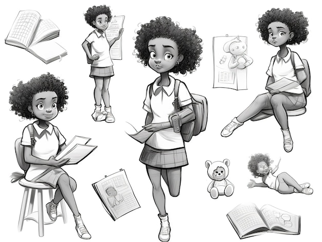 collection of African American girl drawing