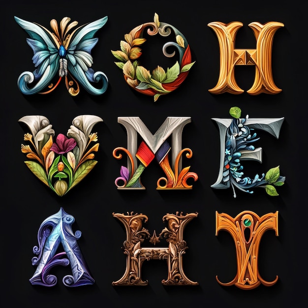 collection of alphabet elements