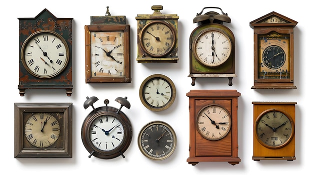 Photo collection of antique clocks in various styles and designs