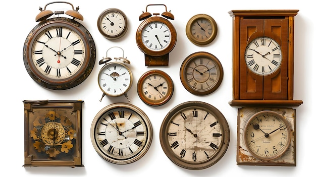 Photo collection of antique clocks in various styles and designs