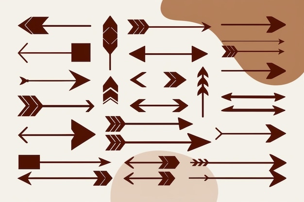 a collection of arrows and arrows with a circle of arrows