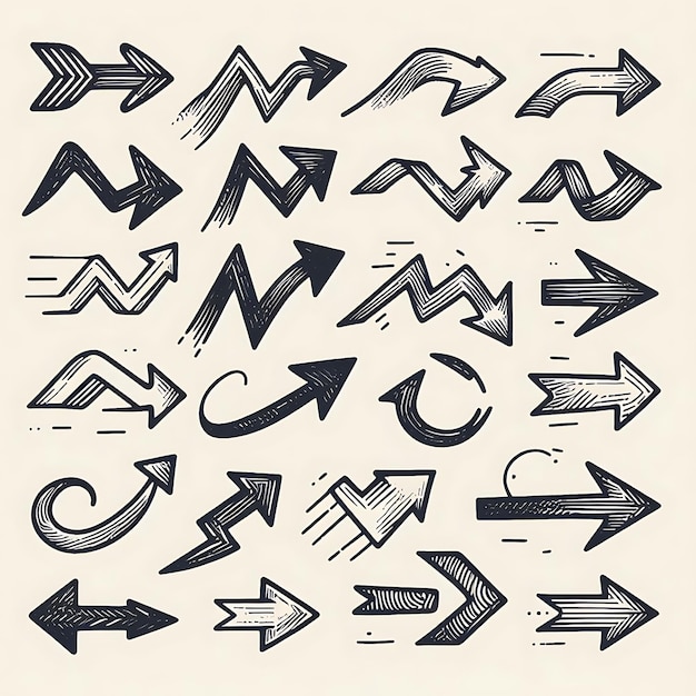 a collection of arrows with arrows pointing to different directions