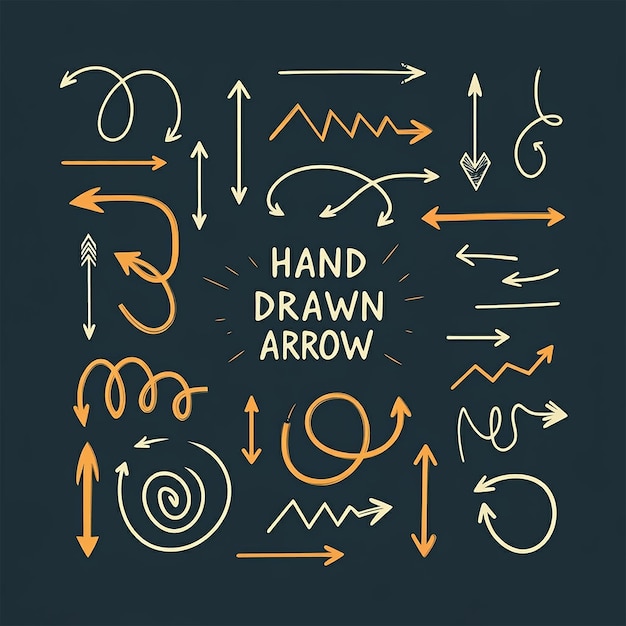 a collection of arrows with a hand drawn outline