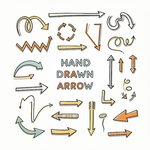 Photo a collection of arrows with the words hand drawing on them