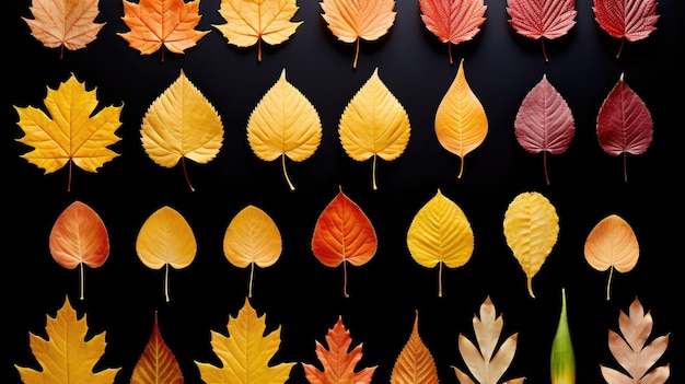 A collection of assorted colorful autumn leaves