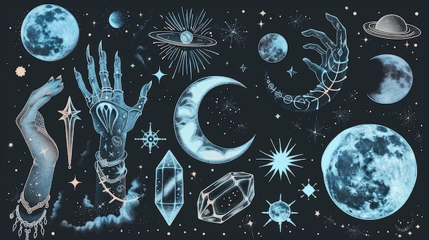 Photo a collection of astrological illustrations suitable for various projects