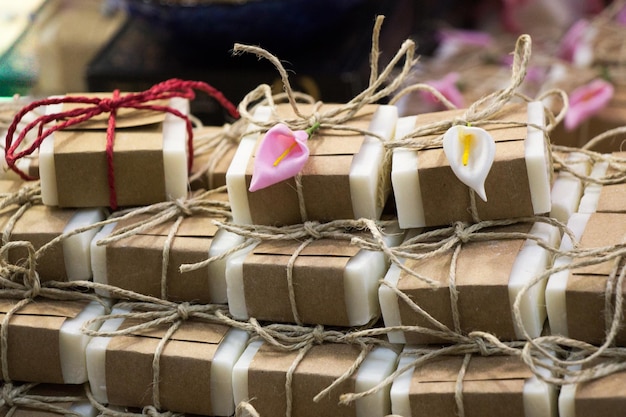 Collection of bars of hand made organic soap