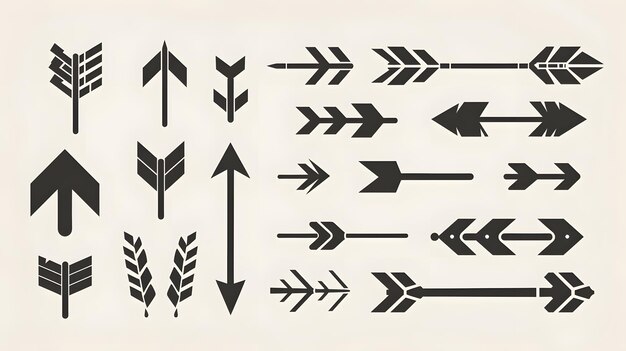 Photo collection of black vector arrows with various geometric designs perfect for icons logos and graphic design projects offering a modern and minimalist style