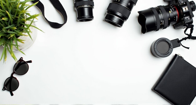 a collection of black and white cameras and a white background