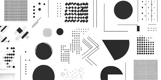 a collection of black and white geometric designs with the letter s on it