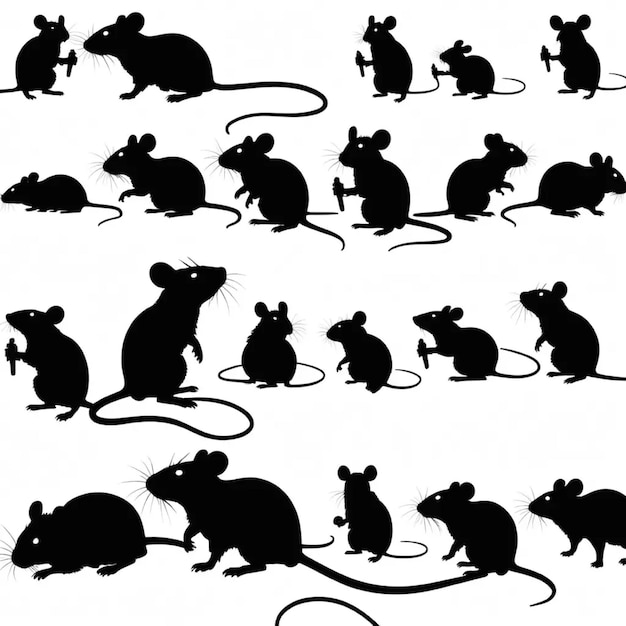 Photo a collection of black and white images of mice